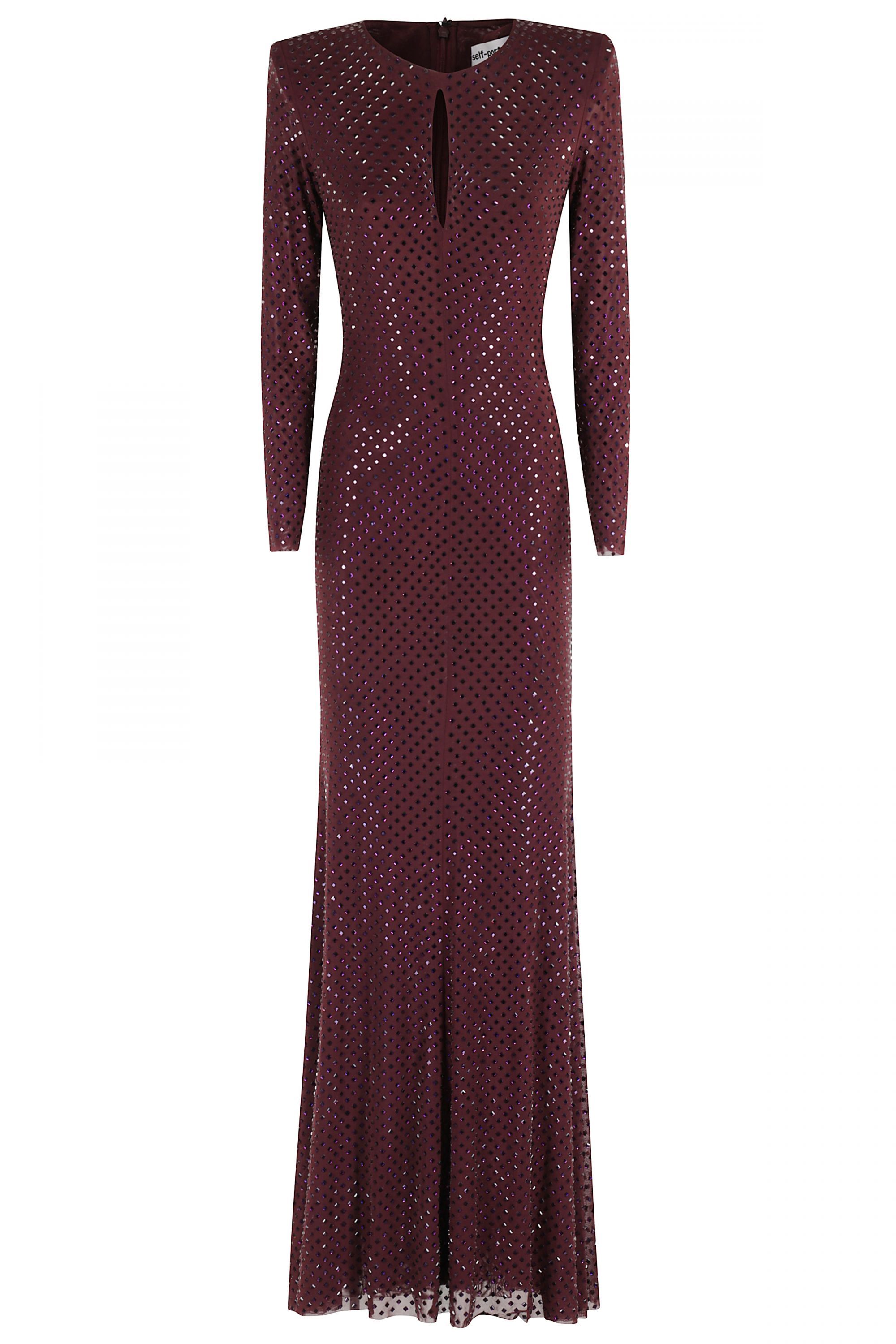 RHINESTONE KEYHOLE MAXI DRESS BURGUNDY