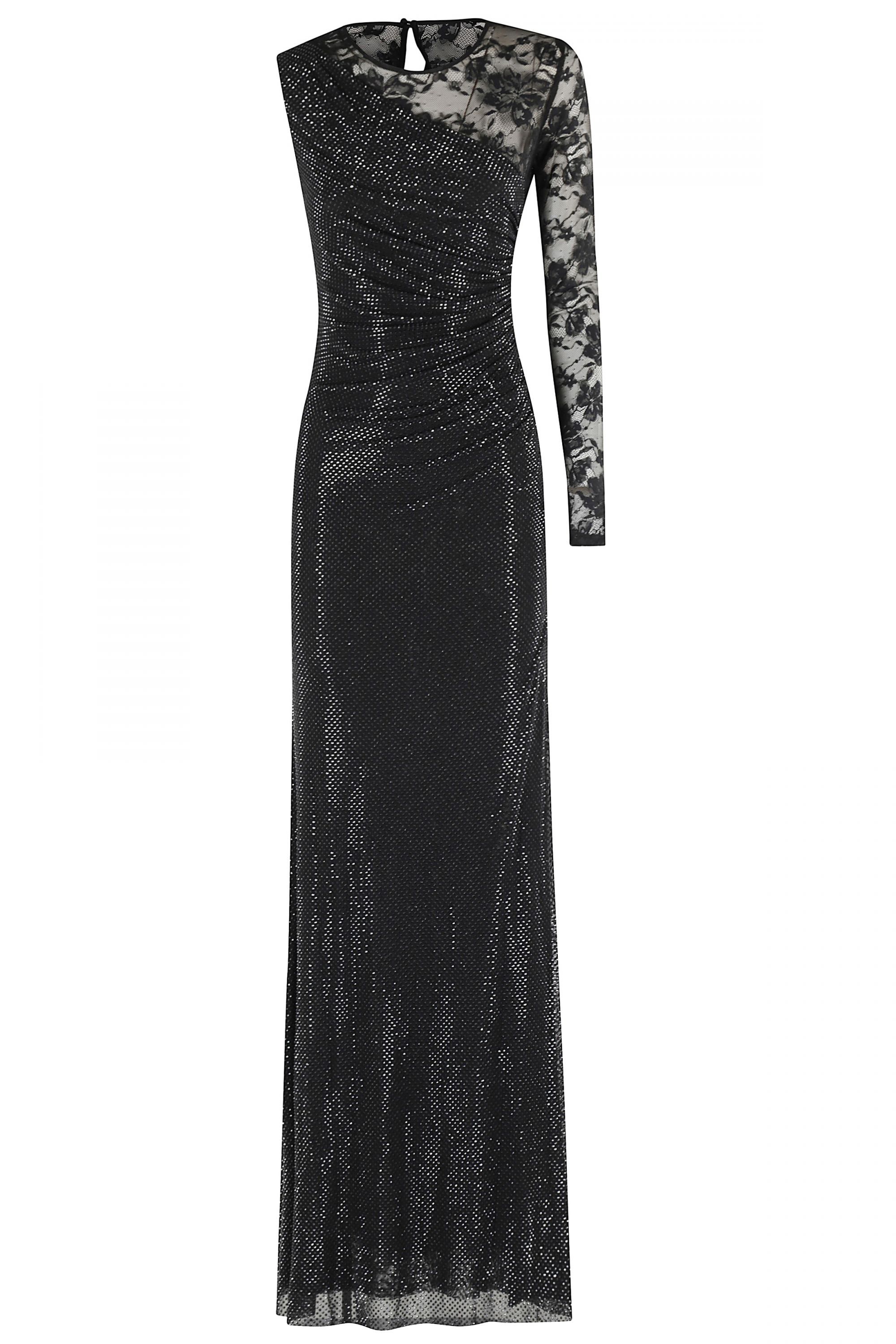 【SELF PORTRAIT 】BLACK RHINESTONE LACE SLEEVES MAXI DRESS Black Rhinestone Lace Maxi Dress – self-portrait