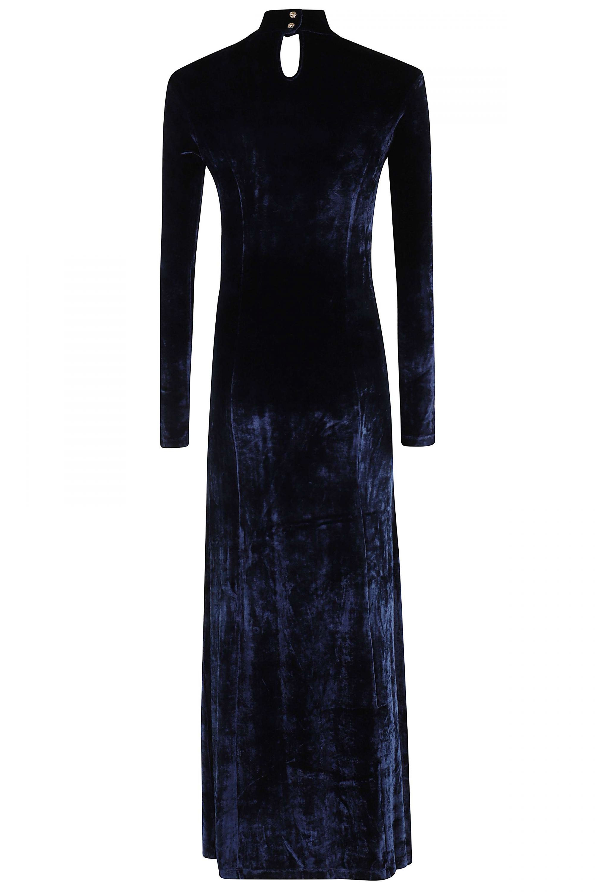 Abito Lungo Velluto Blu Navy Poseidon