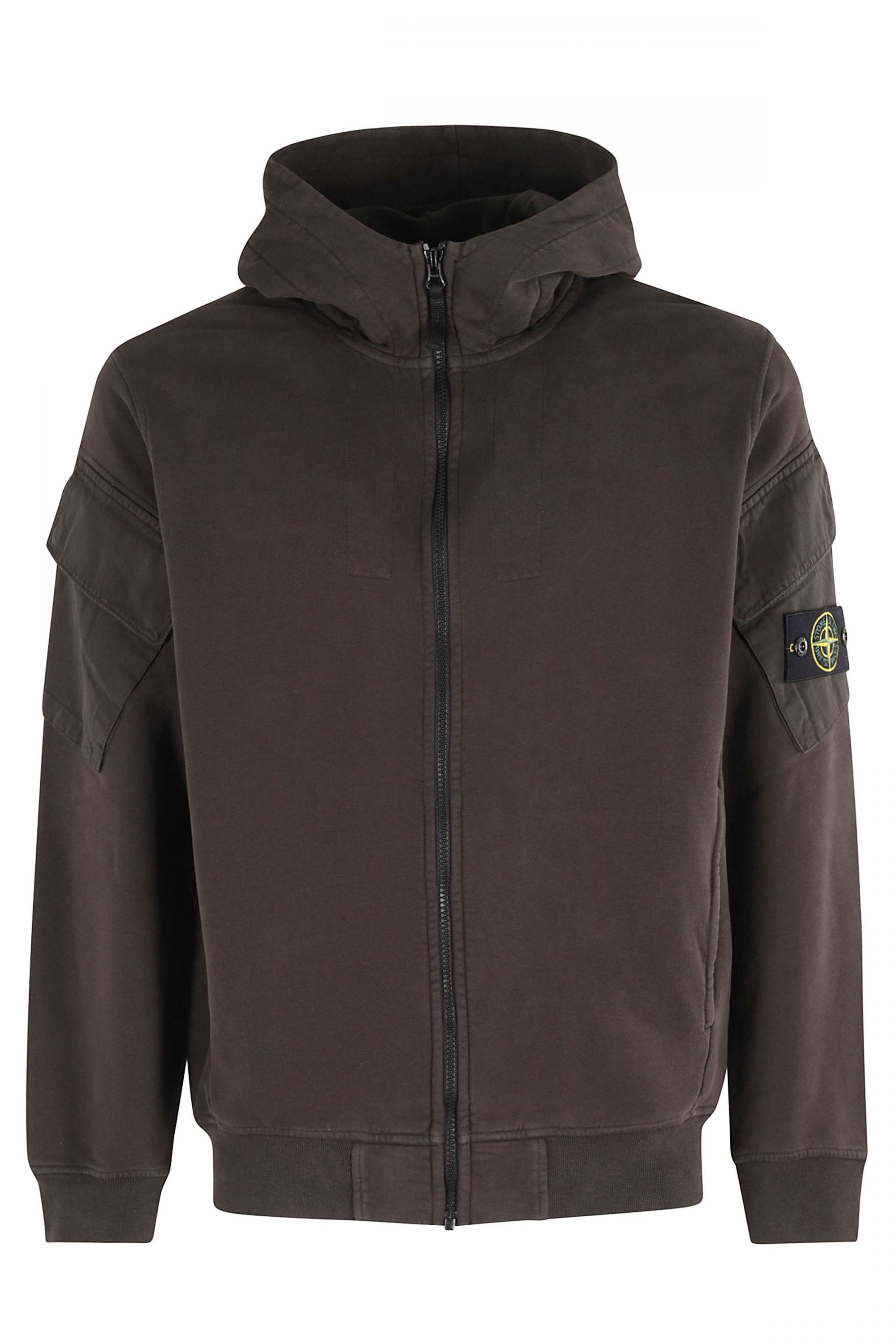 Grey Felpa Stone Island Con Cappuccio Felpa Logo Lead Grey