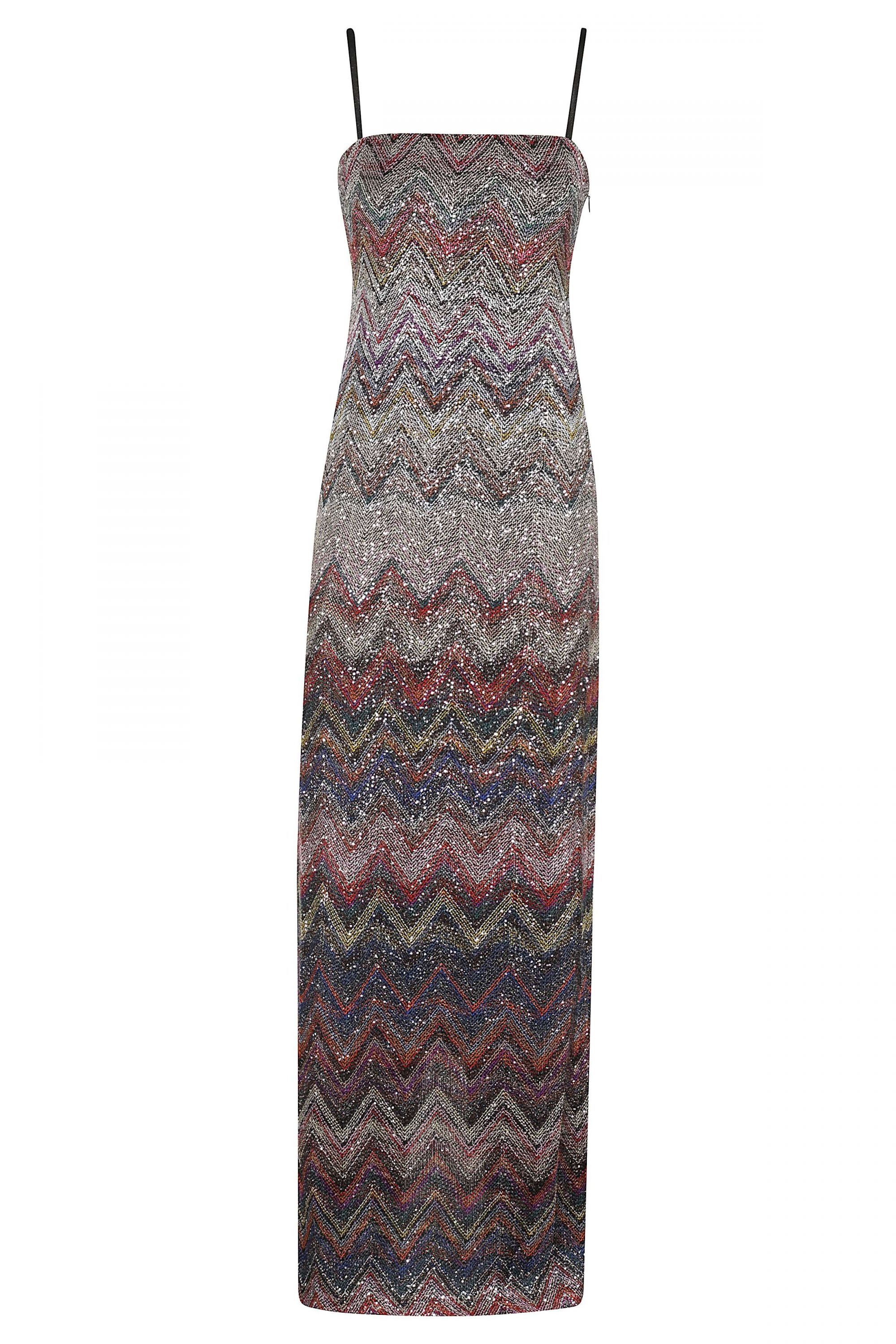 Long Rhinestone Dress Dark Beige